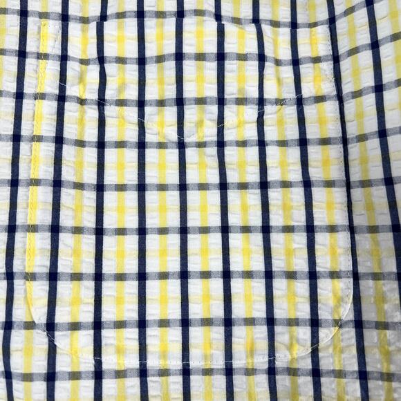 Jos A Bank 1905 Mens Tailored Fit Shirt XL Check Cotton Short Sleeve Blue Yellow - Picture 4 of 12